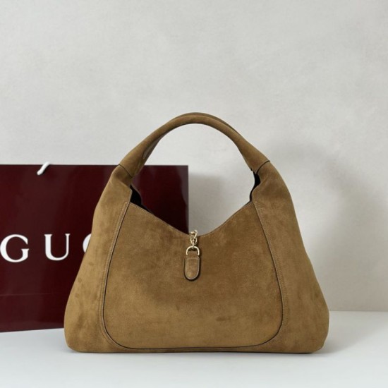 Replica Gucci 837466 Oversized Softbit Suede maxi shoulder bag Brown