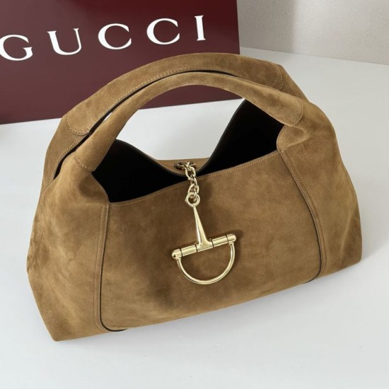 Replica Gucci 837466 Oversized Softbit Suede maxi shoulder bag Brown