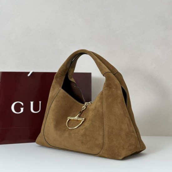 Replica Gucci 837466 Oversized Softbit Suede maxi shoulder bag Brown
