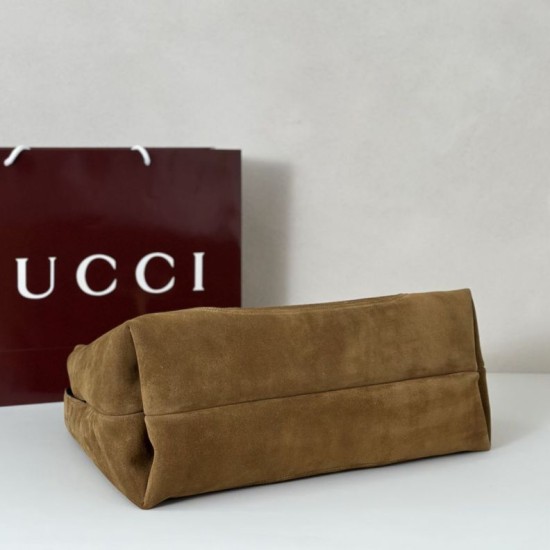 Replica Gucci 837466 Oversized Softbit Suede maxi shoulder bag Brown