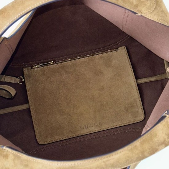 Replica Gucci 837466 Oversized Softbit Suede maxi shoulder bag Brown