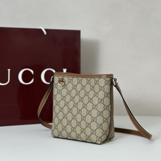 Replica Gucci 847090 GG Emblem nano bucket Bag brown fabric