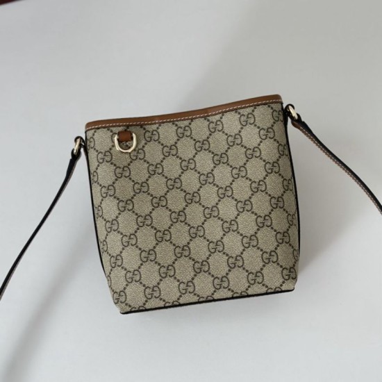 Replica Gucci 847090 GG Emblem nano bucket Bag brown fabric