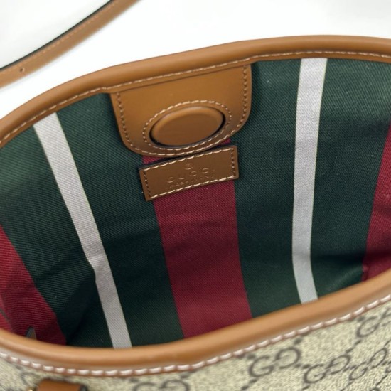 Replica Gucci 847090 GG Emblem nano bucket Bag brown fabric