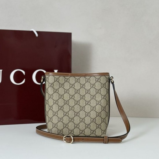 Replica Gucci 847090 GG Emblem nano bucket Bag brown fabric