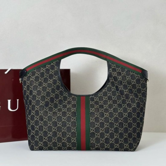 Replica Gucci 853971 Giglio large tote bag GG denim Black