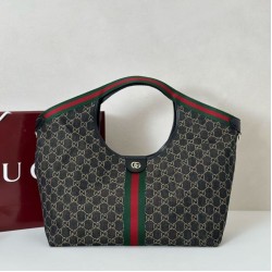 Replica Gucci 853971 Giglio large tote bag GG denim Black
