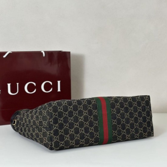 Replica Gucci 853971 Giglio large tote bag GG denim Black