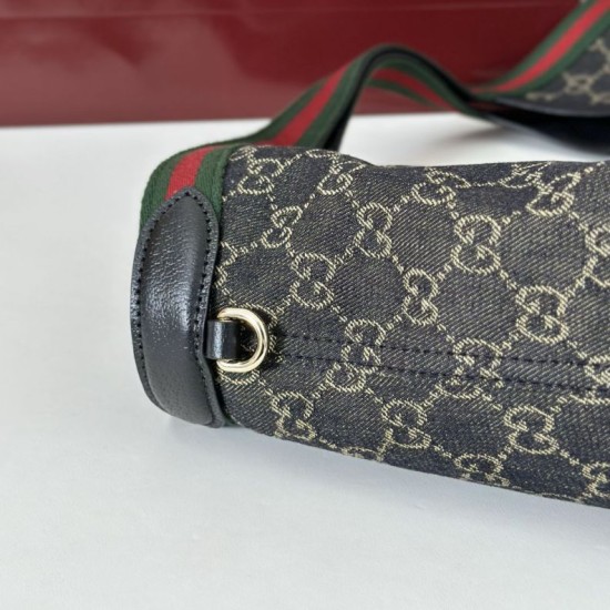 Replica Gucci 853971 Giglio large tote bag GG denim Black