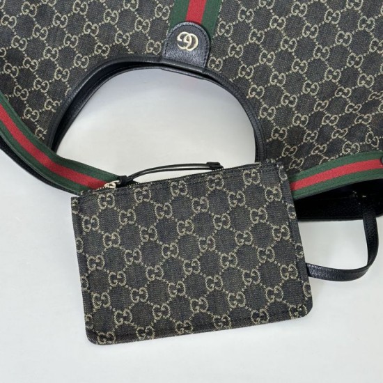Replica Gucci 853971 Giglio large tote bag GG denim Black