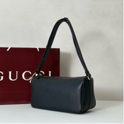 Replica Gucci Half Horsebit Mini/medium shoulder bag 860787 Grainy Leather Black