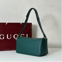 Replica Gucci Half Horsebit Mini/medium shoulder bag 860787 Grainy Leather Green