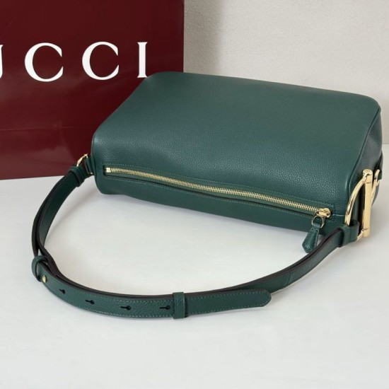 Replica Gucci Half Horsebit Mini/medium shoulder bag 860787 Grainy Leather Green