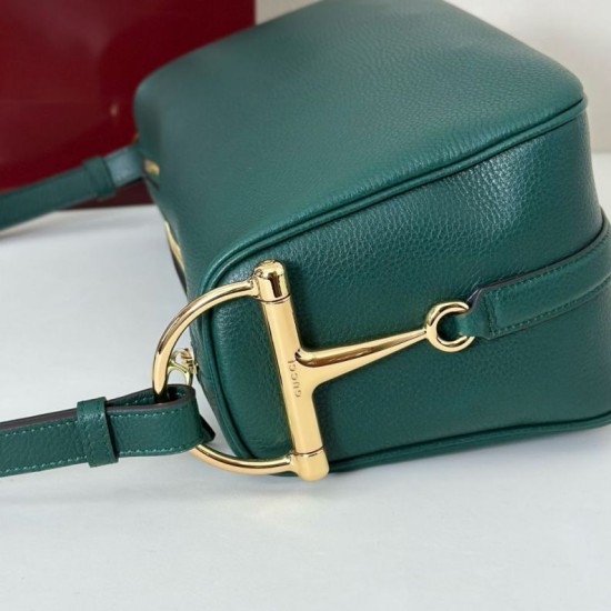 Replica Gucci Half Horsebit Mini/medium shoulder bag 860787 Grainy Leather Green
