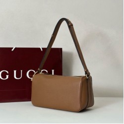 Replica Gucci Half Horsebit Mini/medium shoulder bag 860787 Grainy Leather Brown Replica Gucci Half Horsebit Mini/medium shoulder bag 860787 Grainy Leather Brown