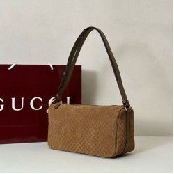 Replica Gucci Half Horsebit Mini/medium shoulder bag 860787 Suede Brown