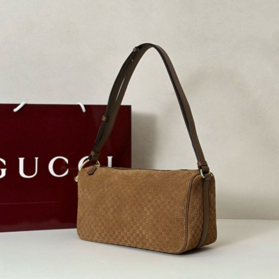 Replica Gucci Half Horsebit Mini/medium shoulder bag 860787 Suede Brown
