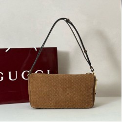 Replica Gucci Half Horsebit Mini/medium shoulder bag 860787 Suede Brown