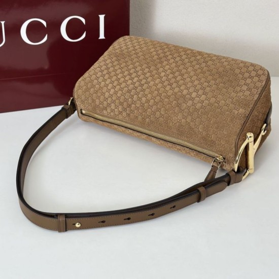 Replica Gucci Half Horsebit Mini/medium shoulder bag 860787 Suede Brown