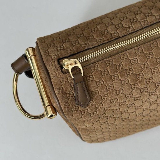 Replica Gucci Half Horsebit Mini/medium shoulder bag 860787 Suede Brown