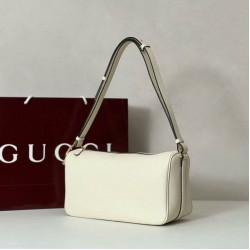 Replica Gucci Half Horsebit Mini/medium shoulder bag 860787 Grainy Leather White
