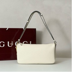 Replica Gucci Half Horsebit Mini/medium shoulder bag 860787 Grainy Leather White