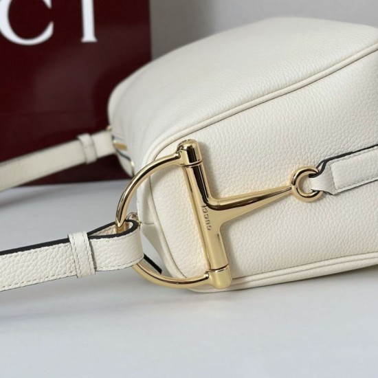 Replica Gucci Half Horsebit Mini/medium shoulder bag 860787 Grainy Leather White