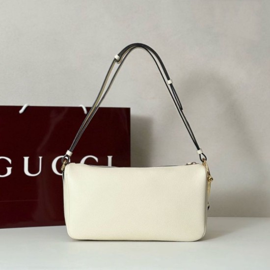 Replica Gucci Half Horsebit Mini/medium shoulder bag 860787 Grainy Leather White