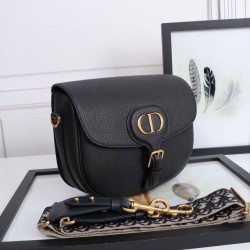 Replica Dior Large Bobby Bag In Black Grained Calfskin