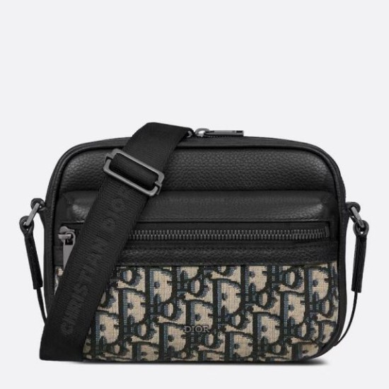 Replica Dior Mini Rider 2.0 Zipped Messenger Bag in Beige Oblique with Black Leather Replica Dior Mini Rider 2.0 Zipped Messenger Bag in Beige Oblique with Black Leather