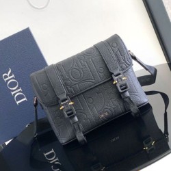 Fake Dior Hit the Road Flap Messenger Bag in Black Gravity Leather Replica