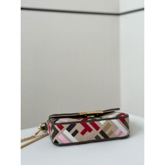 Replica Fendi Baguette Mini Bag in Canvas with Multicolor FF Embroidery Fake Fendi Baguette Mini Bag in Canvas with Multicolor FF Embroidery Replica
