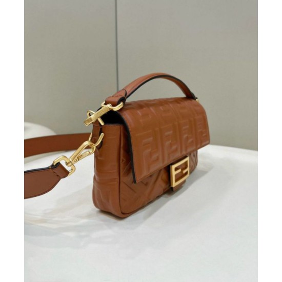 Replica Fendi Medium Baguette Bag in Brown FF Nappa Leather Replica Fendi Medium Baguette Bag in Brown FF Nappa Leather
