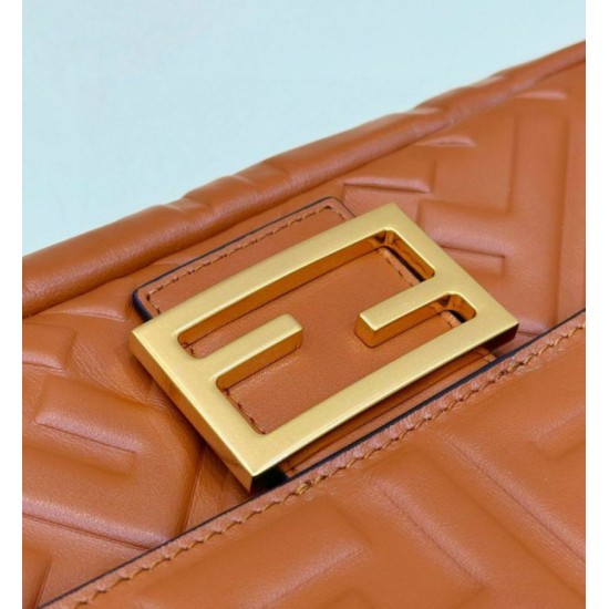 Replica Fendi Medium Baguette Bag in Brown FF Nappa Leather Replica Fendi Medium Baguette Bag in Brown FF Nappa Leather