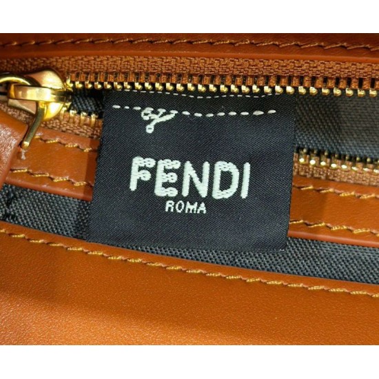 Replica Fendi Medium Baguette Bag in Brown FF Nappa Leather Replica Fendi Medium Baguette Bag in Brown FF Nappa Leather