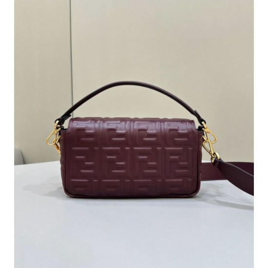 Fake Fendi Medium Baguette Bag in Burgundy FF Nappa Leather Replica Replica Fendi Medium Baguette Bag in Burgundy FF Nappa Leather