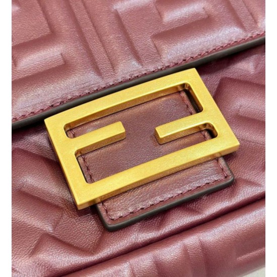 Fake Fendi Medium Baguette Bag in Burgundy FF Nappa Leather Replica Replica Fendi Medium Baguette Bag in Burgundy FF Nappa Leather