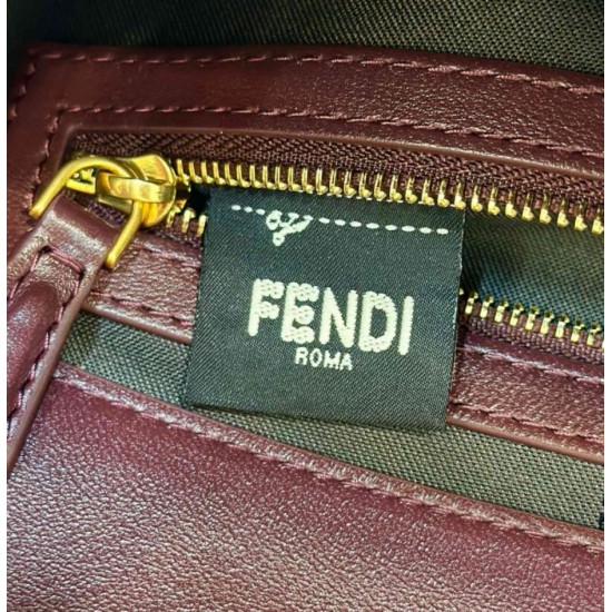 Fake Fendi Medium Baguette Bag in Burgundy FF Nappa Leather Replica Replica Fendi Medium Baguette Bag in Burgundy FF Nappa Leather