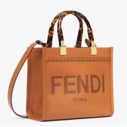 Replica Fendi Sunshine Small Tote Bag In Brown Calfskin