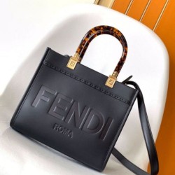 Replica Fendi Sunshine Small Tote Bag In Black Calfskin