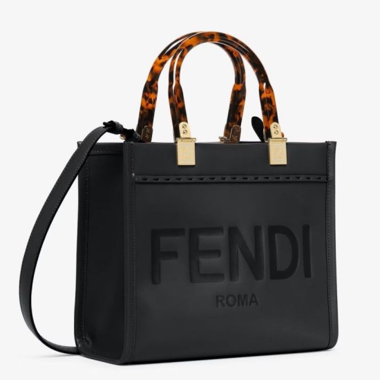 Fake Fendi Sunshine Small Tote Bag In Black Calfskin Replica Replica Fendi Sunshine Small Tote Bag In Black Calfskin