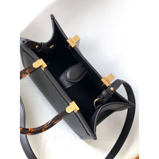 Fake Fendi Sunshine Small Tote Bag In Black Calfskin Replica Replica Fendi Sunshine Small Tote Bag In Black Calfskin