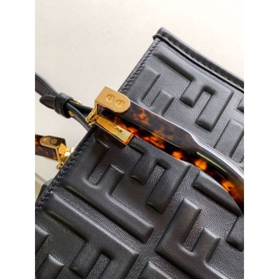 Replica Fendi Sunshine Small Tote Bag In Black FF Calfskin Replica Fendi Sunshine Small Tote Bag In Black FF Calfskin