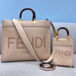 Replica Fendi Sunshine Medium Shopper Bag In Beige Calfskin