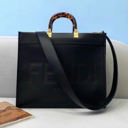 Replica Fendi Sunshine Medium Shopper Bag In Black Calfskin