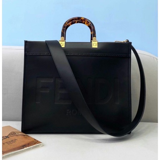 Fake Fendi Sunshine Medium Shopper Bag In Black Calfskin Replica Replica Fendi Sunshine Medium Shopper Bag In Black Calfskin