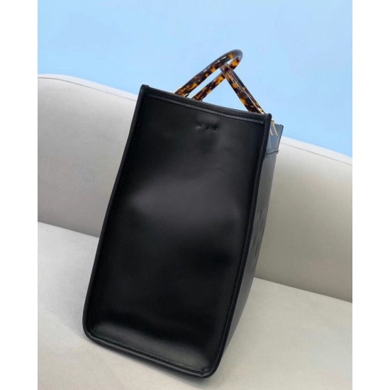 Fake Fendi Sunshine Medium Shopper Bag In Black Calfskin Replica Replica Fendi Sunshine Medium Shopper Bag In Black Calfskin