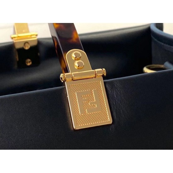 Fake Fendi Sunshine Medium Shopper Bag In Black Calfskin Replica Replica Fendi Sunshine Medium Shopper Bag In Black Calfskin