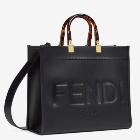 Fake Fendi Sunshine Medium Shopper Bag In Black Calfskin Replica Replica Fendi Sunshine Medium Shopper Bag In Black Calfskin