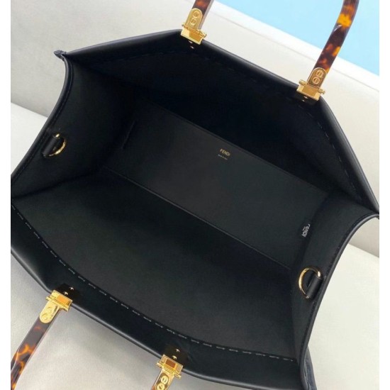 Fake Fendi Sunshine Medium Shopper Bag In Black Calfskin Replica Replica Fendi Sunshine Medium Shopper Bag In Black Calfskin